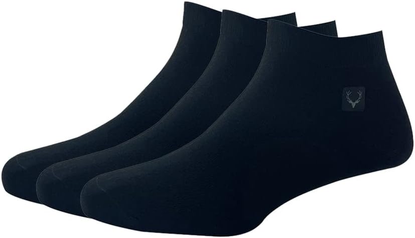 Mens Cotton Ankle Length Socks (Pack Of 3) Black
