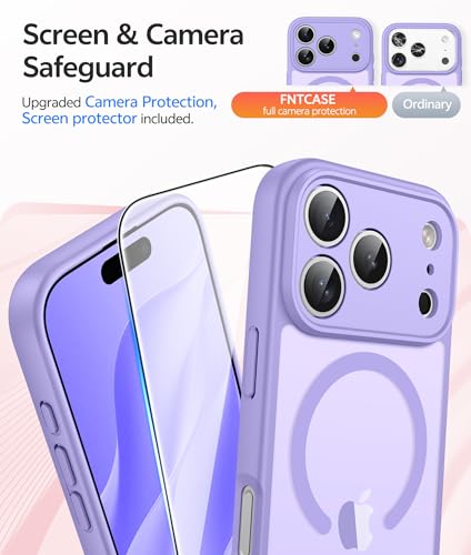Image of FNTCASE for iPhone 17 Pro Case: [Compatible with Magsafe] Translucent Matte Cases with [Full Camera Protection] [Screen Protector] Military Grade Shockproof Protective Phone Cover - Light Purple