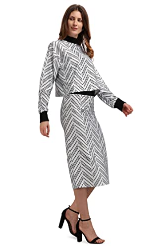 Image of PURVAJA Women's Midi Dress (Maxi-018-Dotted Line-M White M)