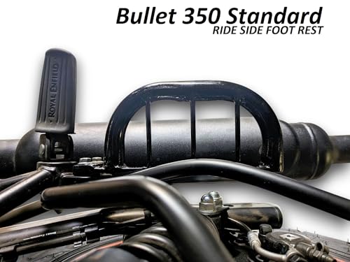 Image of Bullet 350 Standard foot rest, BLACK DOUBLE POWDER COATED.25 mm MILD STEEL .ROBUST DESIGN.WEIGHT CARRY CAPACITY 50 KG .ATTACHMENT MENT PROVIDED.EASY TO FIT