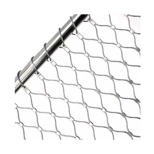 HBOOMOEM 柔軟な多機能金属ネット、304ステンレススチールワイヤーロープネット、柔軟なステンレススチールロープメッシュ、農場、庭のフェンス、橋の階段、バルコニーの転落防止ネットなどに最適です。(1*1.2m/3.2*3.9ft)