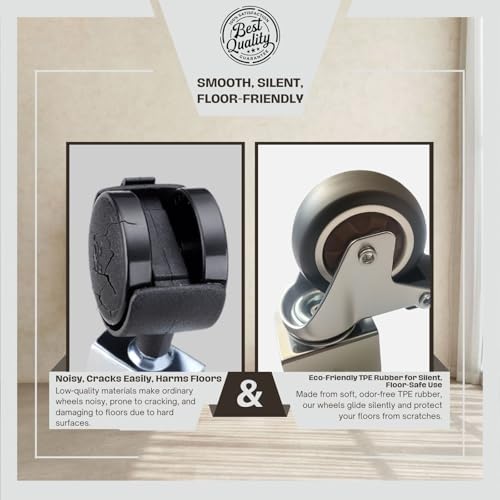 Image of 4-Pack Heavy-Duty Wheels Compatible with Stokke Tripp Trapp High Chair - 2-Inch Silent Casters with Chrome-Plated Steel Brackets, 360 Rotation, No-Scratch Design, Supports 176 lbs (1 STE)