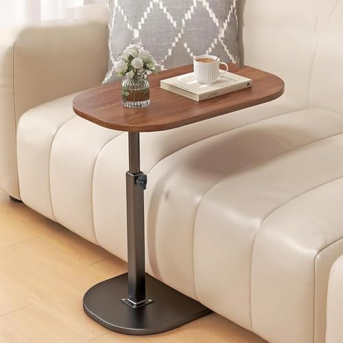 Image of Side Table Stands Couch Side, Swivel TV Tray Table, C-Shaped End Table, Small Center Table for Home Office for Bedroom, Living Room | Closet with Dustproof Door (Square Table-YZ)
