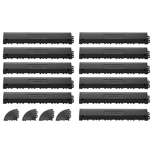 VEVOR Kit bordure transition 11 pièces, garage, matériau PP, noir