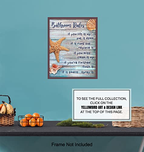 Beach Bathroom Decor - Coastal Nautical Rustic Bathroom Decor -Starfish, Seashells Restroom, Bath Art - Ocean, Sea House Wall Art, Home Decoration - Unique Shabby Chic Gift - Blue Sign 8x10 print - Image 7