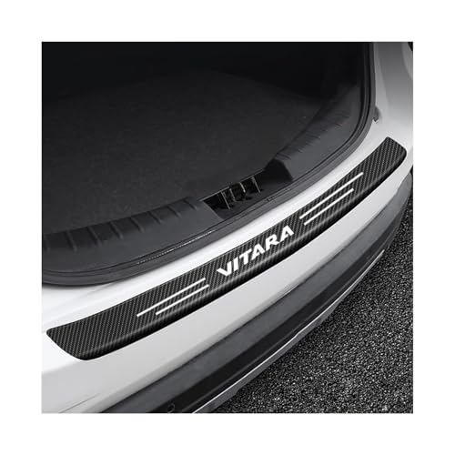 Car Carbon Fiber Rear Bumper Protector Strip for Suzuki Vitara，Auto Rear Trunk Door Sill Guard Sticker Plate Accessories
