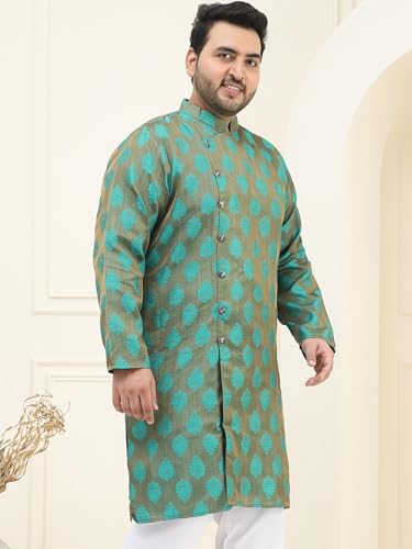 Image of SOJANYA Plus(Since 1958) Men's Pure Cotton Kurta with White Embroidery