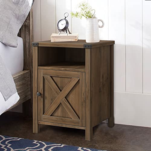 Catrimown Farmhouse Nightstand, End Table, Side Table, Set Of 2 End Table With Barn Door And Shelf, Rustic Oak Nightstand Set Of 2, Bed Side Table End Table Night Stand For Bedroom thumb #5