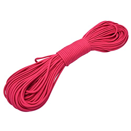100ft Type III 7 Strand Core Paracord 550 Parachute (43# Hot Pink)