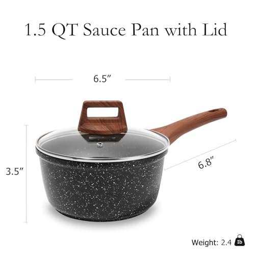 Image of ESLITE LIFE 1.5 Quart Sauce Pan with Lid Nonstick Small Soup Pot Induction Compatible, PFOA & PTFEs Free