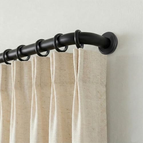 Image of TWOPAGES Matte Black French Return Curtain Rod 48 to 84 Inch