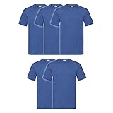 Fruit of the Loom Valueweight - Camiseta para hombre (5 unidades), Diseño retro, color azul royal., L