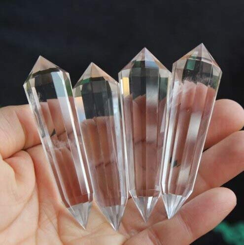 4 Piezas Vogel Estilo Cristal de Cuarzo Transparente Natural 12 Caras Wand Point 126g ERTEYIN