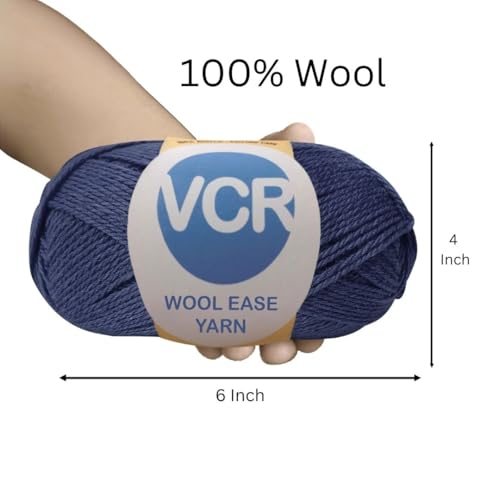 Image of VCR Navy Blue Ease Yarn, 100 Grams Hank, 260 Meters Length, 100% Wool Ball for Crochet and Knitting, Suitable for Mufflers, Scarves & cowls Pack of 1