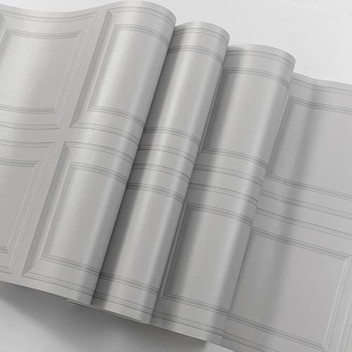 Baketron 3D Effect Grey Panel Wallpaper Wood Panelling Contour Wallpaper Retro Wood Panel Effect Wallpapers Tartan Paneled for Adults Kids Bedroom Living Room Hallway Stairs Lounge