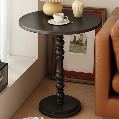 Mesa de Té , Mesa auxiliar redonda V-intage, mesa auxiliar for sofá, mesa auxiliar de metal V-intage, mesa auxiliar de estilo campestre americano for uso en interiores y exteriores(Black,15.7*22.8in)
