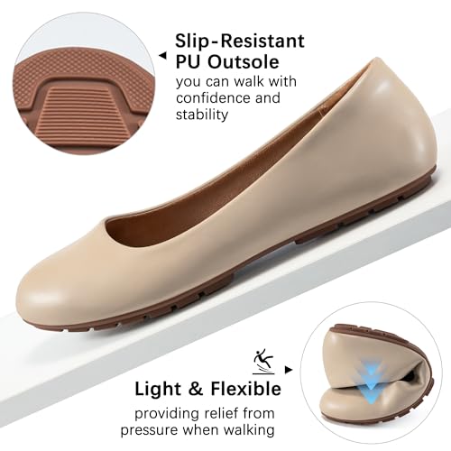 Image of Aomigoct Flats for Women Ballets Shoes: Dress Slip Comfortable Work Flats for 2026 - Casual Ladies Wedding Walking Flat