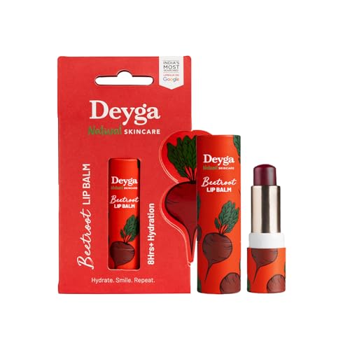 Deyga Beetroot Lip Balm | Tinted Lip Care | For Dry & Chapped Lips | For Pigmented Lips | For Women & Men (Pack of 1, Stick Lip Balm), Red