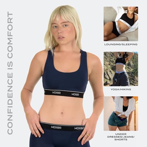 Image of Woxer Boss Bralette for Women - Wireless, Seamless Racerback - Modal Sports Bra, Lounge, Sleep Bralette, Wireless Bra