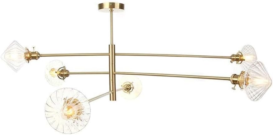 Modern Chandelier Fixture，with Diamond Glass Shade Brass Finish，Mid - Century Pendant Lighting，Industrial Vintage Semi-Flush Mount Ceiling Light，G4 LED Bulbs Included