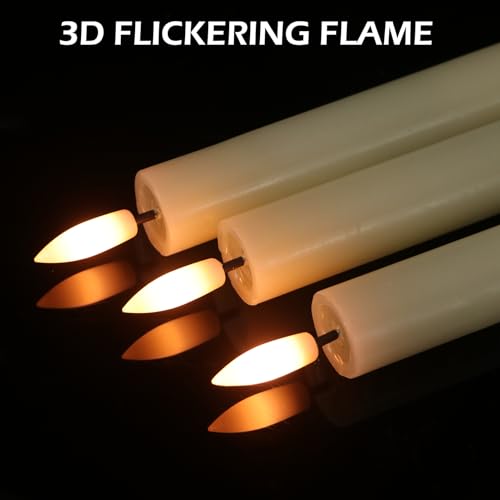 Image of Flameless Taper Candles with Remote, Set of 3 Real Wax LED Taper Candles Battery Operated with 3D Wick, Flameless Candlesticks for Halloween Christmas Holiday Decor(0.75 inchx9.8 inch)