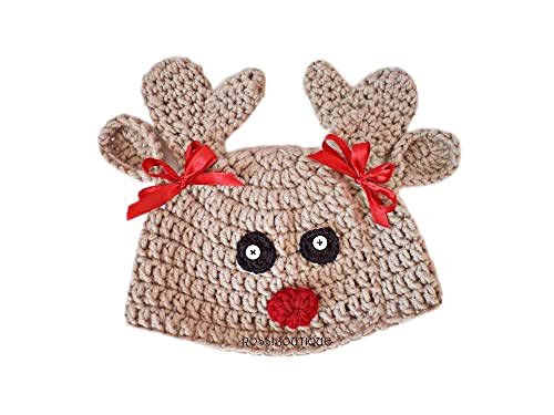 Amazon.com: Crochet Christmas Deer Hat 