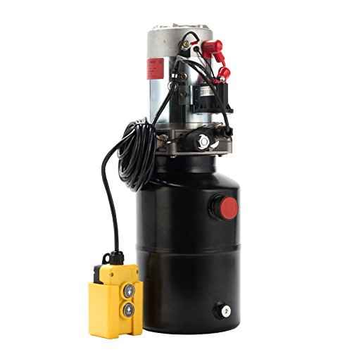 CO-Z Hydraulic Pump for Car Lift, Single Acting Hydraulic Power Unit for Dump Truck Dump Trailer with Steel Reservoir, Double Hydraulic Cylinder of 12V Power Supply & 6 Quart