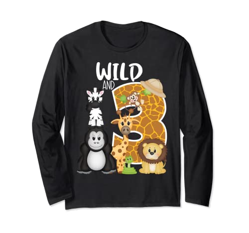 Wild and 3 Zoo Theme 3rd Birthday Party Safari Jungle Animal Manga Larga