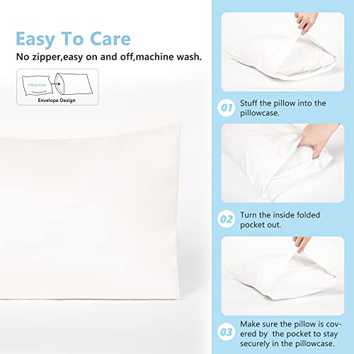 Image of TILLYOU Toddler Pillowcase 2 Pack with Envelope Closure,13 inch x 18 inch Silky Soft Microfiber Travel Kids Pillow Cases for Boys and Girls,Pure White