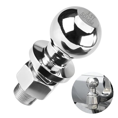 Sudnsadaks Anhängerkupplung, 50 mm 3.5T Premium Kugelkopf Traktor, Anhängerkupplungskugel, Zugkugelkupplung, Kugelkopfbolzen Gerade Ackerschiene Ø22 mm Schraube für Traktor Quad ATV, Silber
