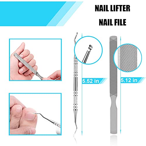 Ingrown Toenail Tool Kit (9PCS), Professional Toe Nail Clipper Set for Ingrown & Thick Nail, Stainless Steel Ingrown Toenail Kit, Surgery Grade Manicure Pedicure Tool by Dualeco
