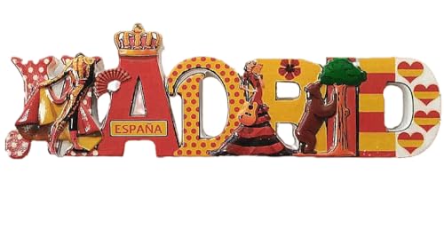 Imán 3D para nevera Madrid, España, recuerdo de viaje, regalo, decoración hogar cocina, calcomanía magnética, colección nevera