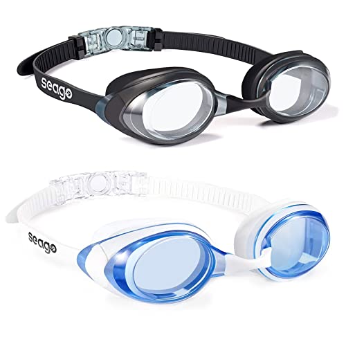 Seago Gafas Natación 2 Pack, Gafas de Natación Cómodas y Sin Fugas Protección UV para Adulto Hombre Mujer Jóven, Gafas Nadar para Piscina Cover