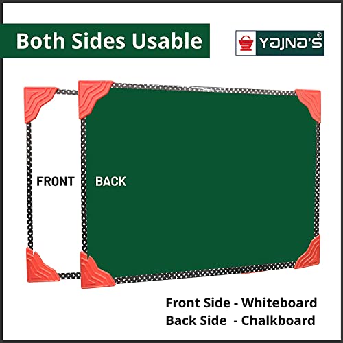 Image of YAJNAS 8x11 Inch Non-Magnetic Double Sided White Board and Chalk Board Both Side Writing Boards (Pack of 1)
