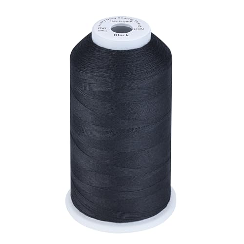 Simthread Heavy Duty Blue Jeans Thread for Denim Sewing 1000 Meters Cone Black