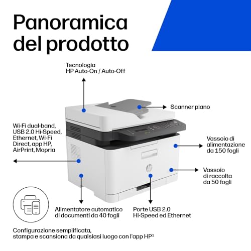 HP Color Laser Imprimante multifonction laser couleur 179fnw, Impression, copie, scan, fax, Numérisation vers PDF - 3