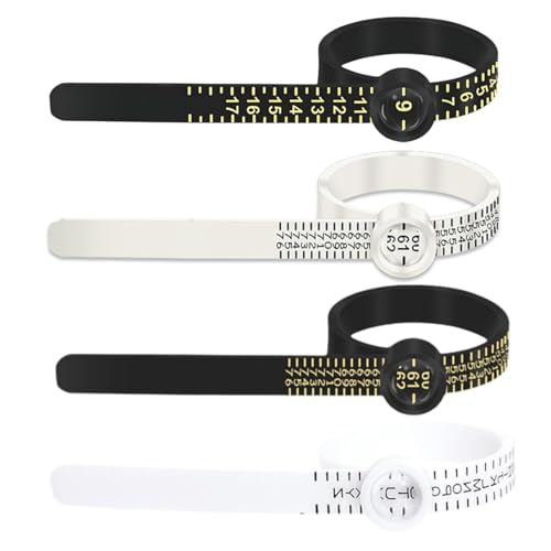 XURJUMI Lot de 4 Ring Sizer, Mesureur de Taille de Bague, Compteur de Taille de Bague, Outil pour mesure de la taille des doigts avec loupe, Conforme aux normes EU/UK/US
