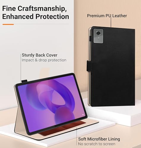 Image of TGK Flip Cover for Lenovo Idea Tab Plus 12.1 inch Tablet Case TB361FU TB361ZU with Stylus Holder (Black)