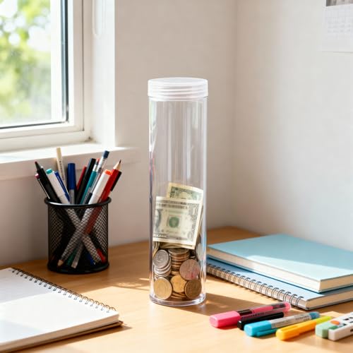 Tubos plásticos transparentes para monedas 36 pcs miniatura 7