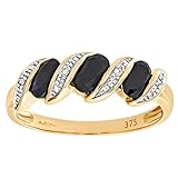 Naava Women's Eternity Ring, 9 ct Yellow Gold Diamond and Sapphire Ring
