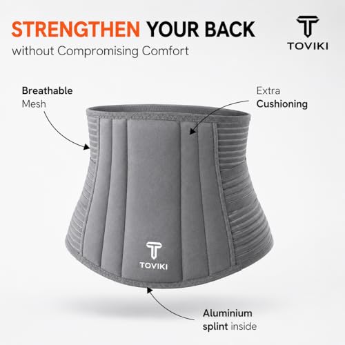 Image of TOVIKI Lumbar Support Belt for Back Pain Relief - LS Belt for Lower Back | Lumbo Sacral Belt for Men & Women | Adjustable Waist Back Support Belt | Lumbosacral Back Belt | Universal Size (Grey)
