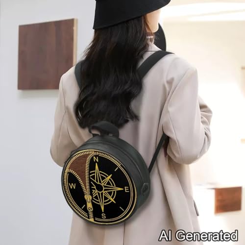 Image of Women Novelty Round Clock Shape Zippered Clock Purses for Women Tote Handbag Shoulder Bag, Gift for Mom Girlfriend