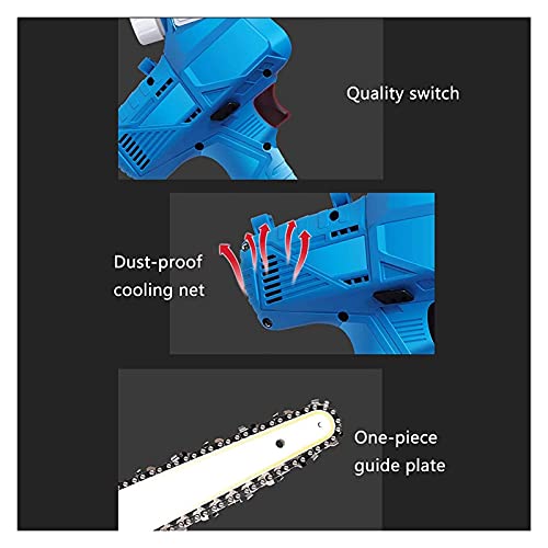 ROSG Akku-Handkettensäge 17,8 cm, 21-V-Akku-Kettensäge mit 3-Ah-Akku und Ladegerät Blaue Mini-Kettensäge – Bild 4