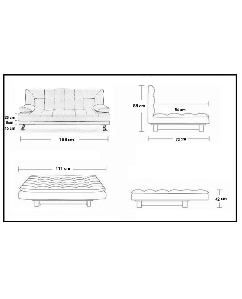 Generico Divano letto tre posti, reclinabile, ecopelle bianco Sicorage 187cm Crucy