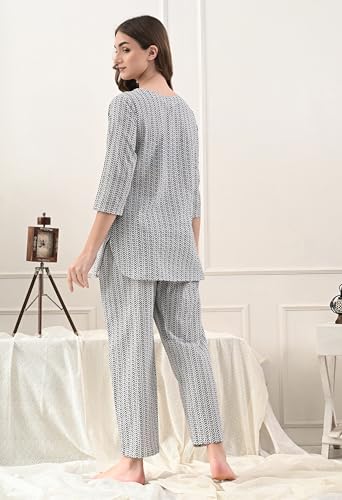 Image of Amazon Brand - Tavasya Women Cotton- Rayon Printed Kurti with Pant Co-Ord Set | Soft Comfortable Straight Fit Ethnic Kurta Set | 3 /4 Sleeves V-Neck Daily, Office & Casual Wear