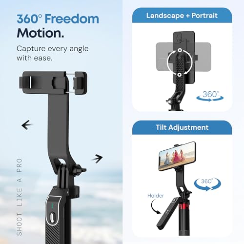 Image of Tygot T-185 Selfie Stick 68 inch (172 cm) for Mobile with Tripod Stand, Detachable Bluetooth Remote, 360 Rotating Head, Adjustable Phone Holder, Extendable Selfie Stick for Photography & Vlogging