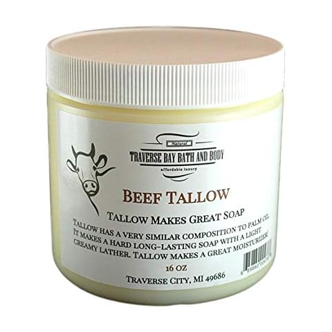 Traverse Bay Bath and Body BEEF TALLOW DEODORIZED. Soap making supplies. 16 fl oz DIY projects. Cover