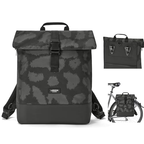 LARKSON Fahrradtaschen für Gepäckträger Damen & Herren Grau Leo - Tammo Bike - 2 in 1 Fahrrad Tasche Rucksack & Gepäckträgertasche Hinten - Wasserabweisend