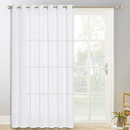 PONY DANCE Cortinas Ventana Visillo - Cortina Translcido con Ollaos para Saln Cuarto, 1 Panel, 254 x 260 CM, Blanco