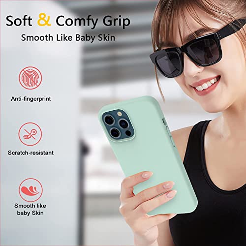 Image of MIDOS Back Cover Compatible with iPhone 14 Pro Max Case Liquid Silicone Full Protection Shock Proof Back Cover for iPhone 14 Pro Max (2022) 6.7 inch (Mint)